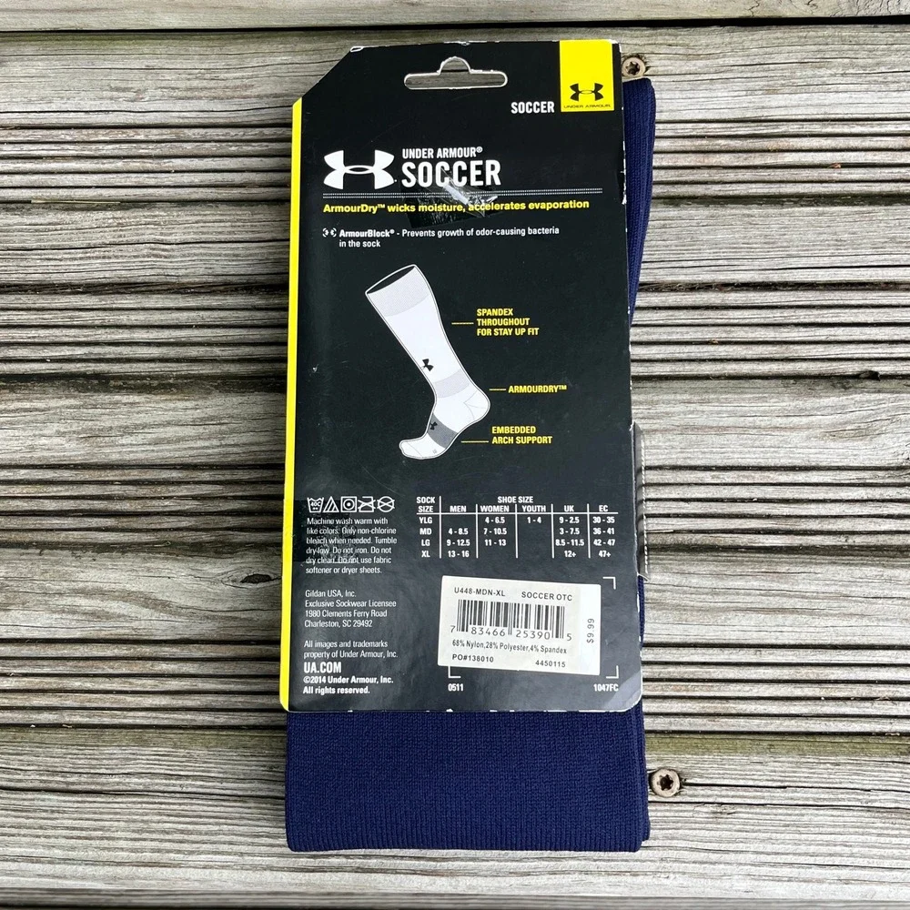 Under Armour Soccer OTC HeatGear Socks Navy Blue Mens Adult‎ XL
